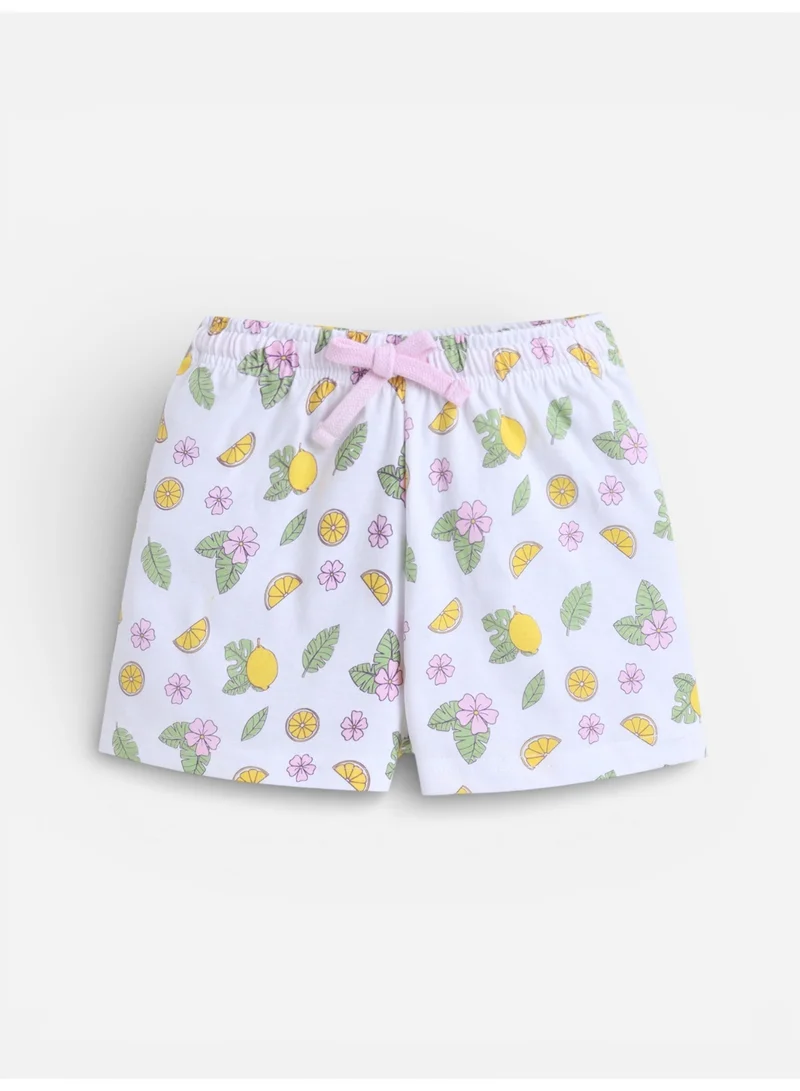 Victor And Jane  Girls Lemon Print Cotton Pajama Set – T-Shirt & Shorts Nightwear for Women | Best Price UAE